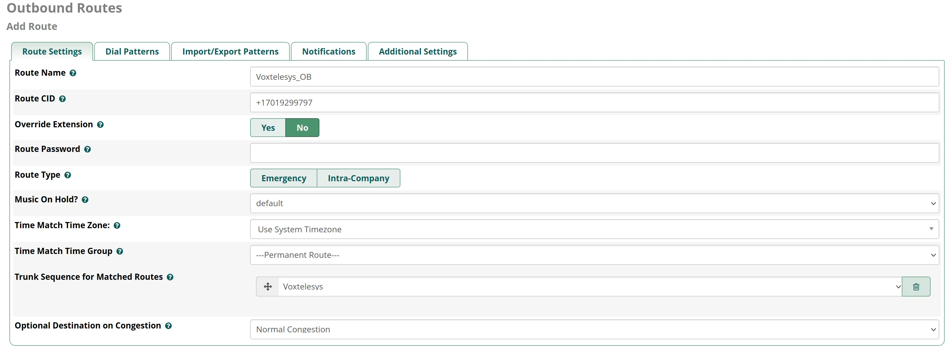 FreePBX 16 Add Outbound Routes Tutorial Voxtelesys