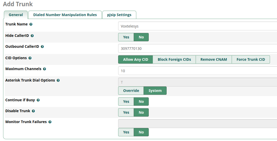 freepbx sms trunk