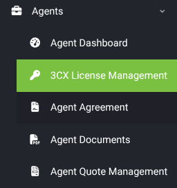 3CX License mangement tab in the voxtelesys portal