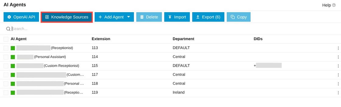 knowledge sources tab
