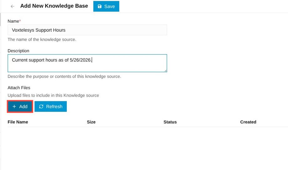 attach files add button in add new knowledge base