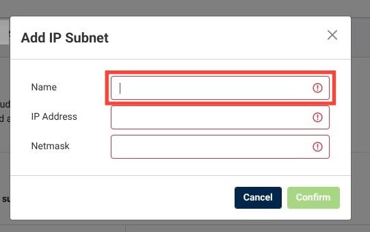 name the ip subnet