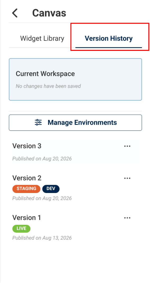 version history tab