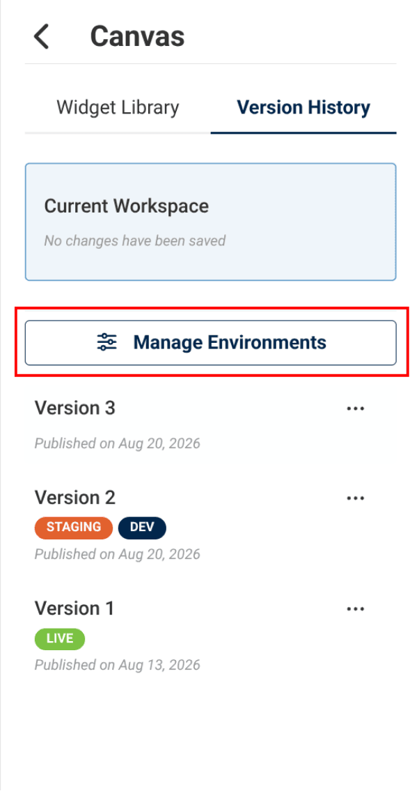 manage environments button