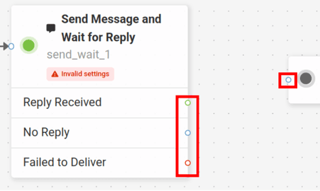 connect the send message and wait for reply widget to other widgets