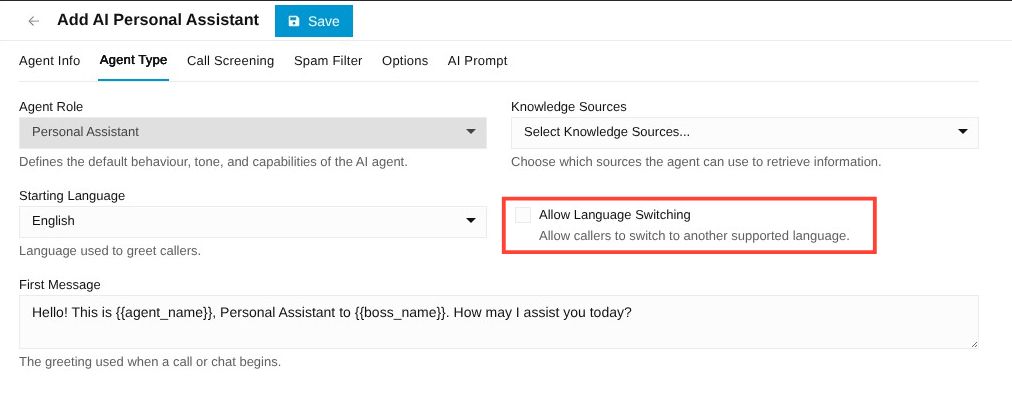 allow language switching checkbox