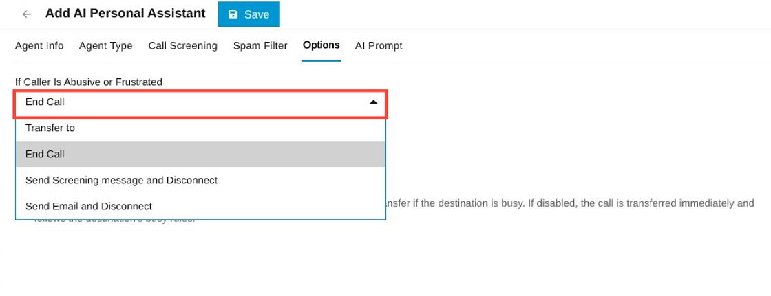 spam action option