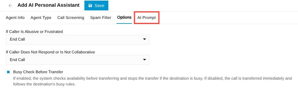 AI prompt tab
