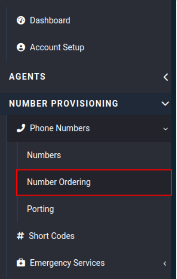 number ordering under phone numbers in the voxtelesys portal