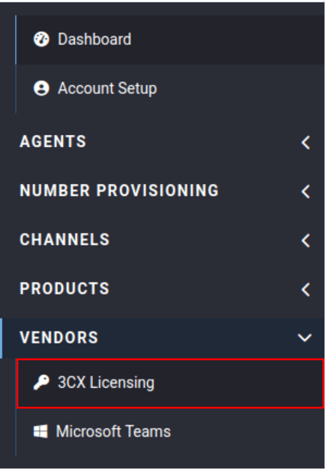 3CX Licensing tab in the voxtelesys portal