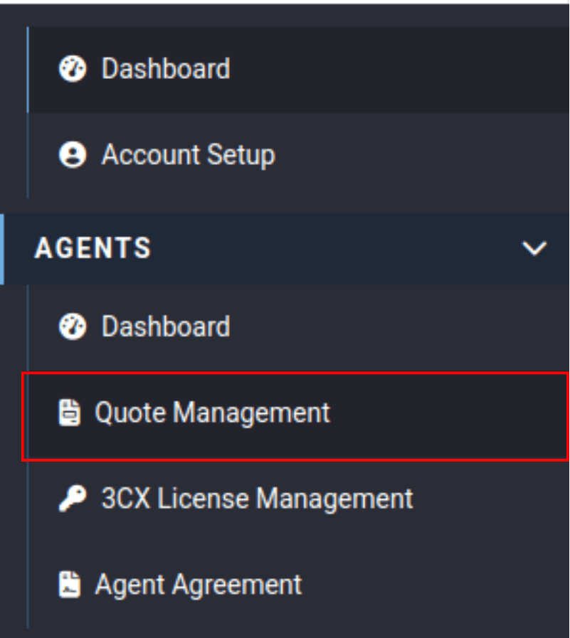 quote management under agents drop down in the portal
