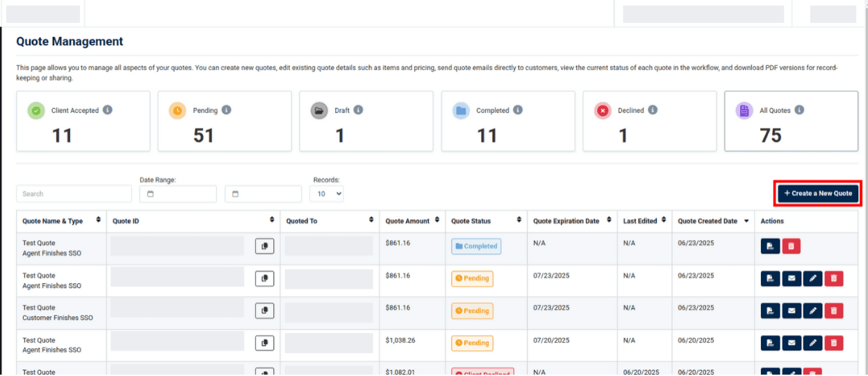 agent quote management dashboard