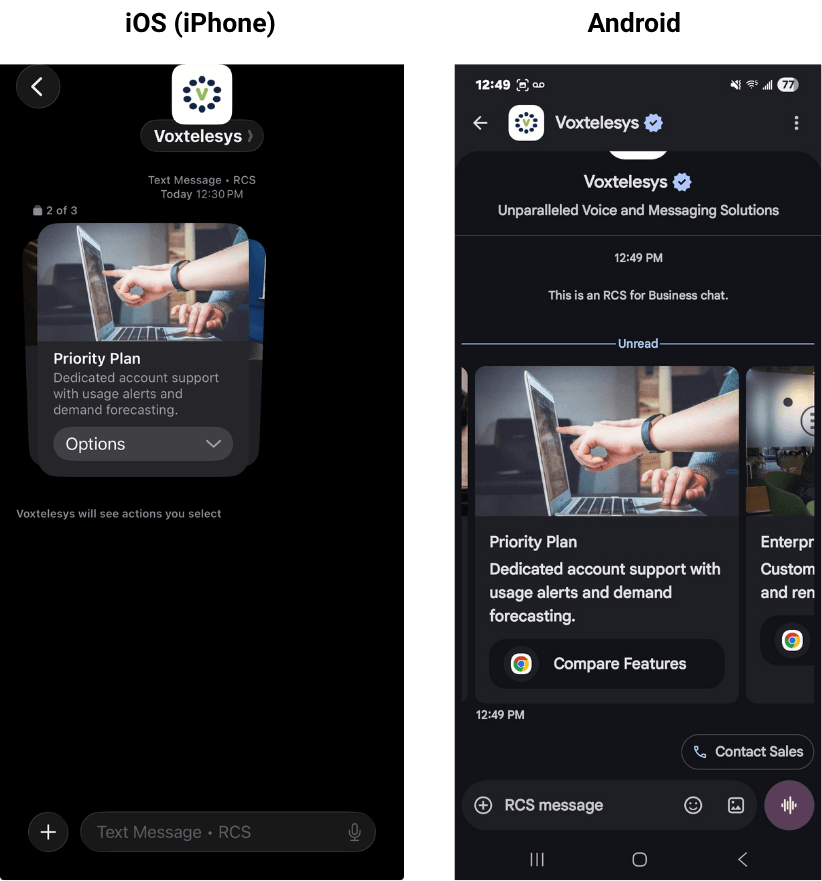 example of an iOS and Android carousel