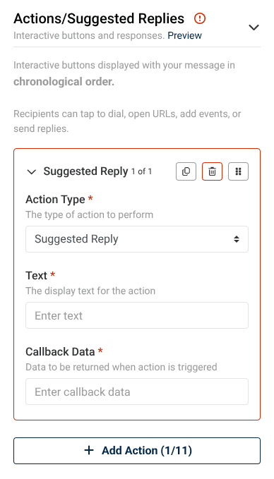 action type settings
