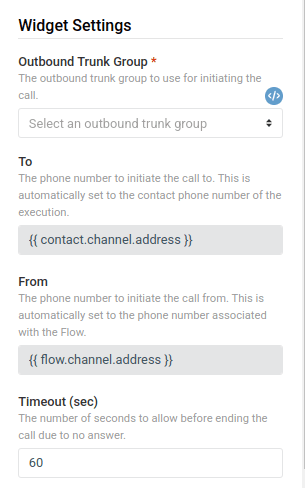 make outbound call widget settings