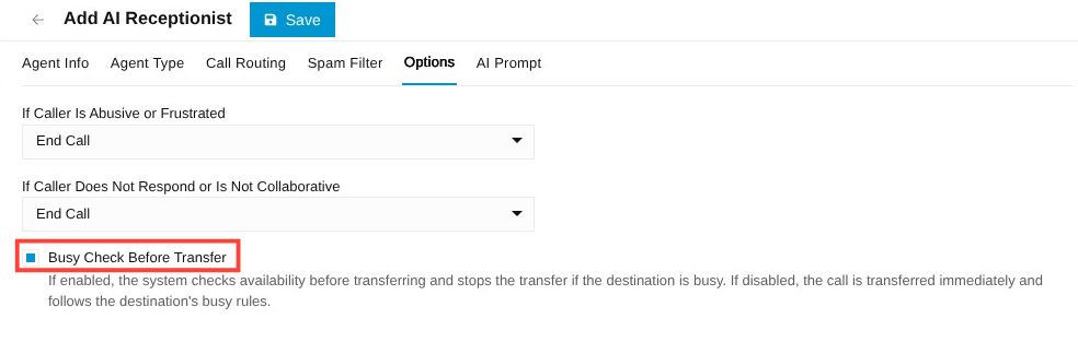 routing options for calls