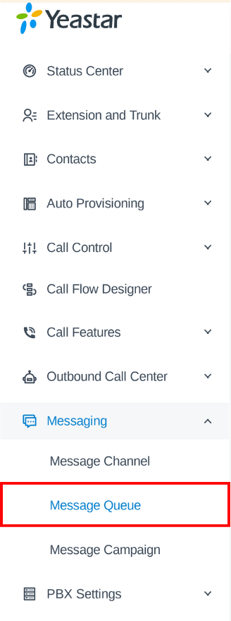 message queue location in the yeastar portal