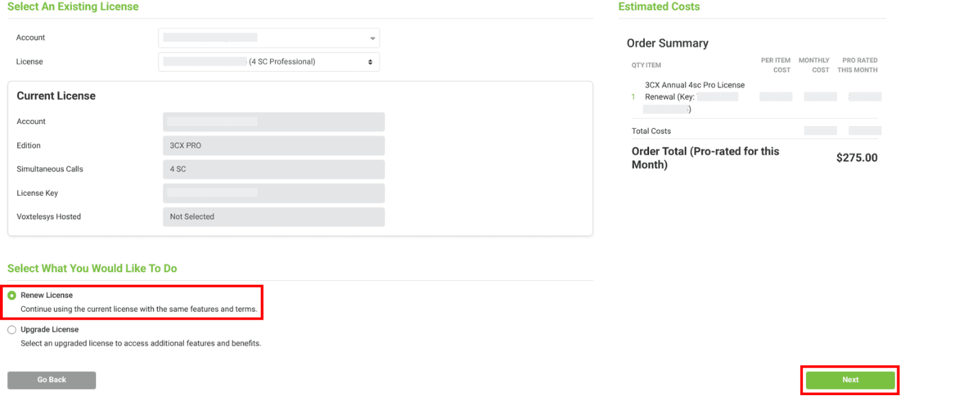renewing a license button under select what you want to do