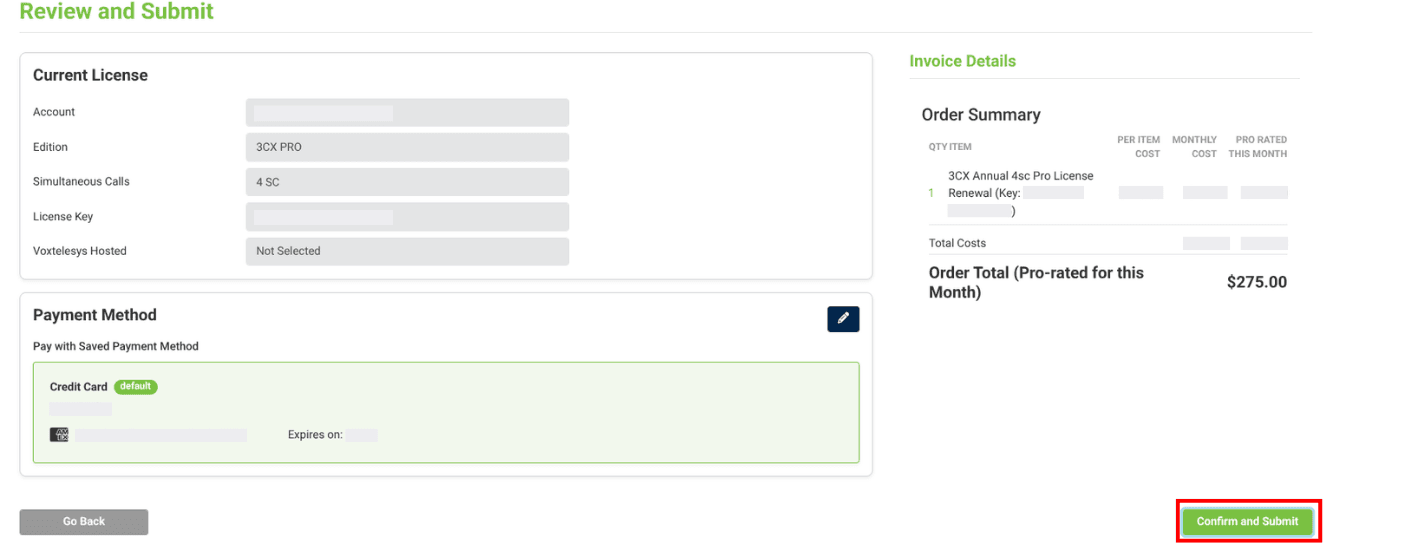 review and submit page for renewing a license in the agent license management tab
