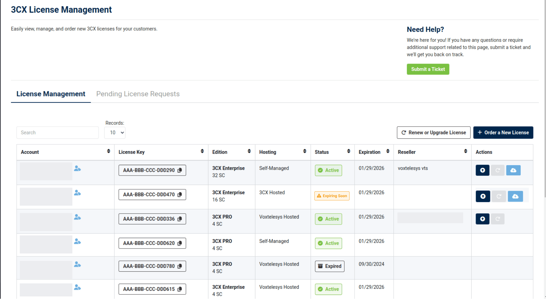 agent management page