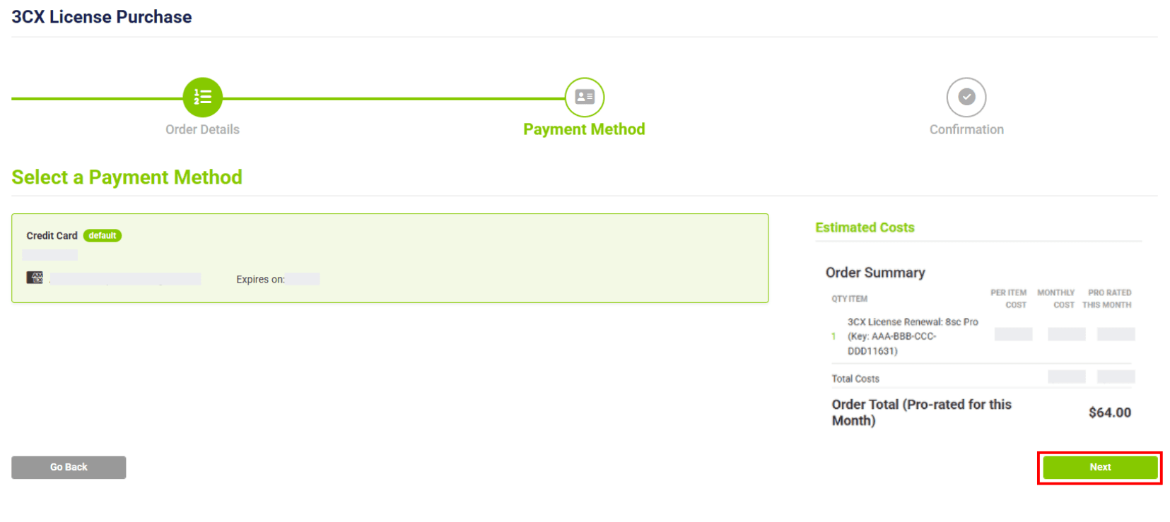 renewal payment method