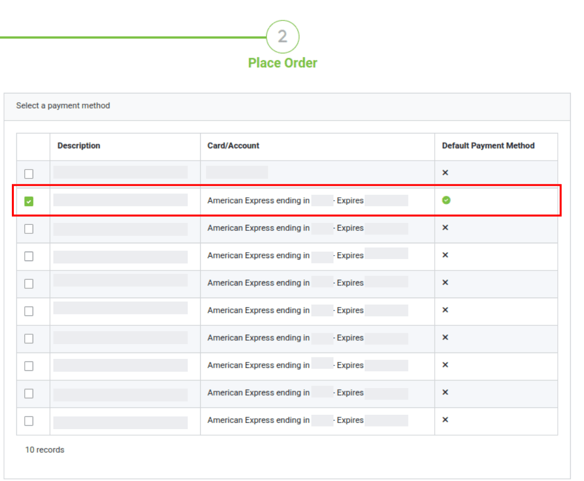 payment method field