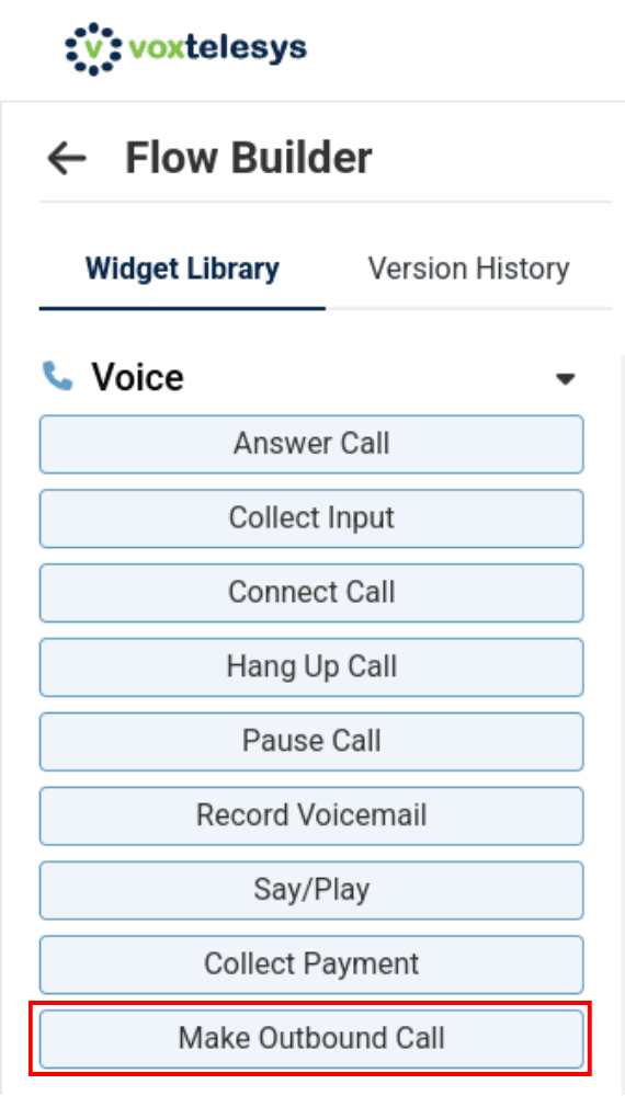 make outbound call widget in the widget library