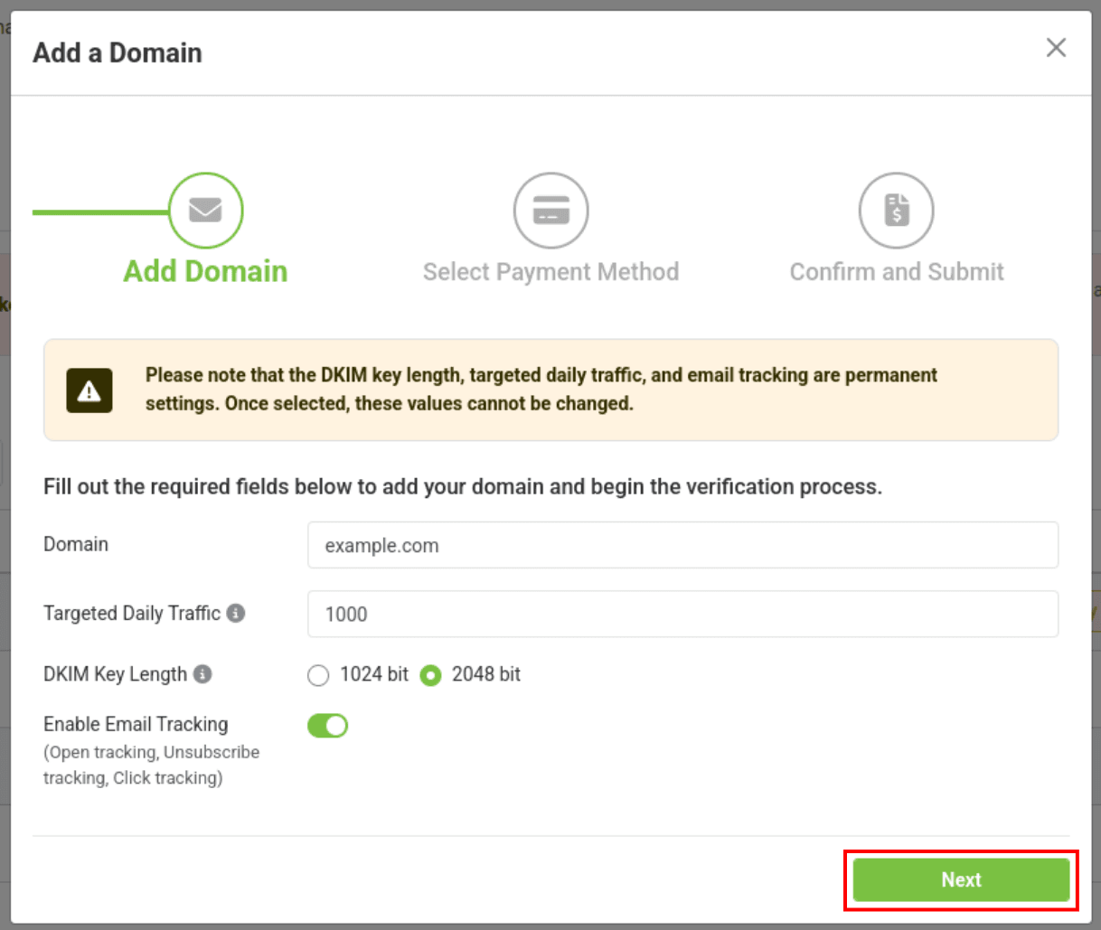 add domain step