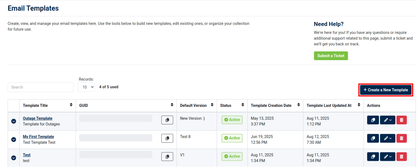 create a new email template 