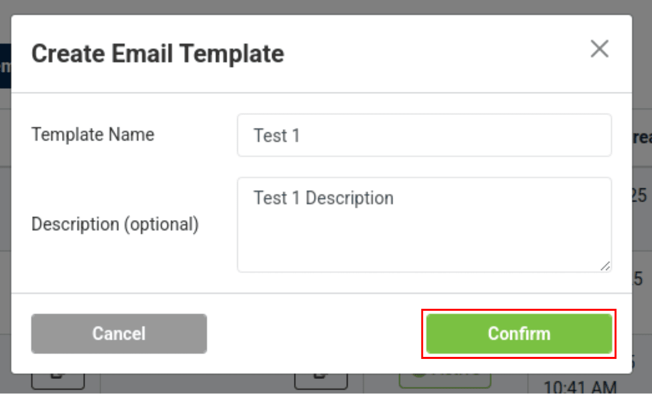 create email template initial fields