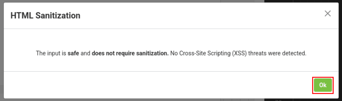 message if there are no issues after pressing sanitize