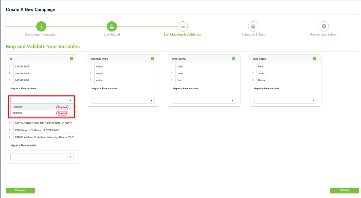 variable drop-down