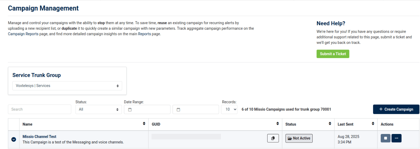 campaign management table