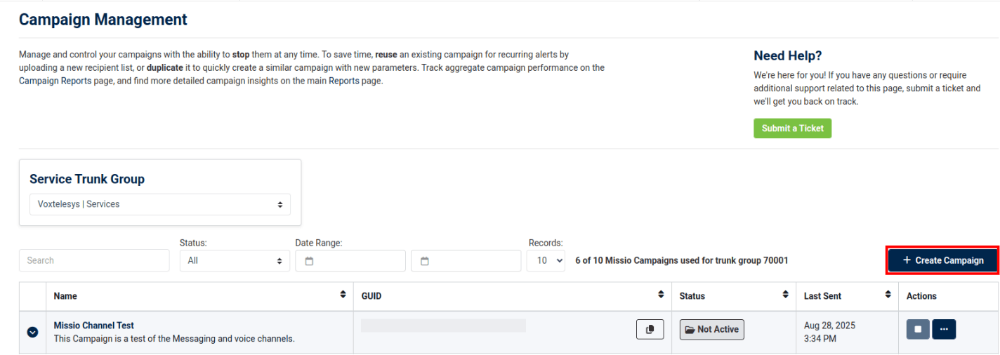 create campaign button