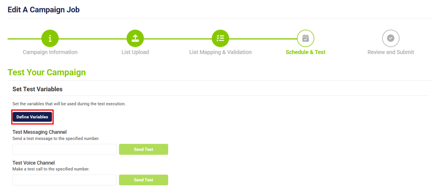 testing with variables to set