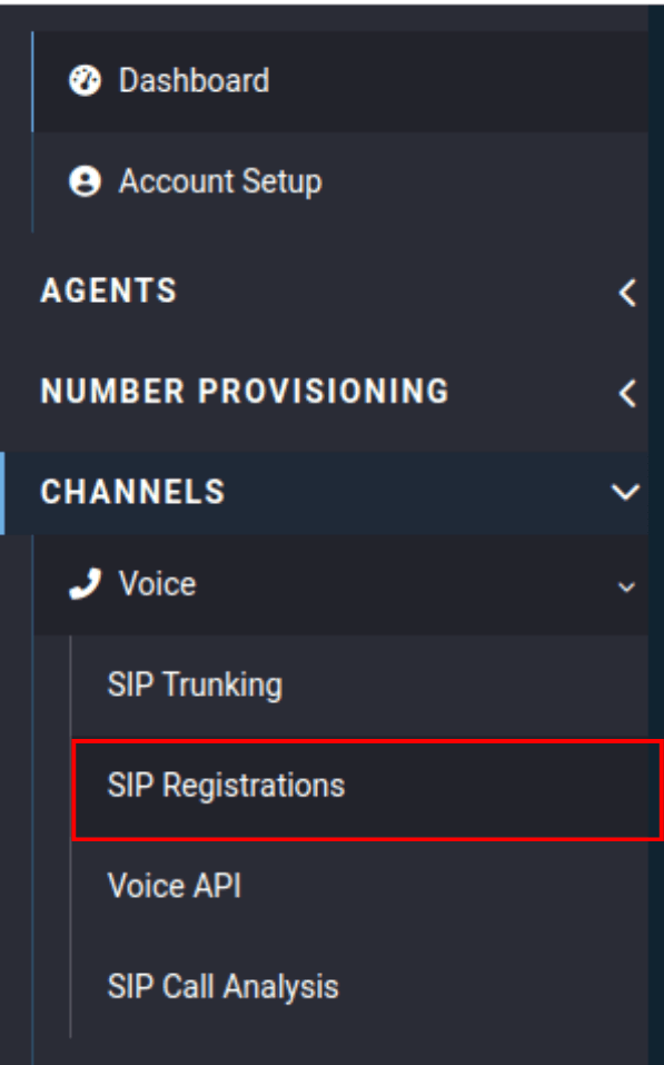 sip registrations tab