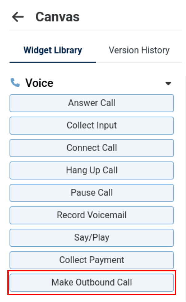make outbound call widget in the widget library
