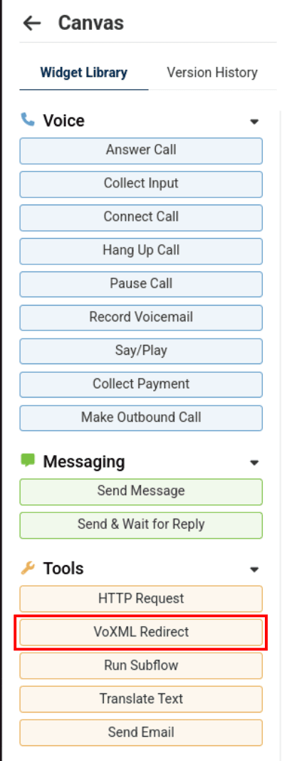 adding the VoXML widget