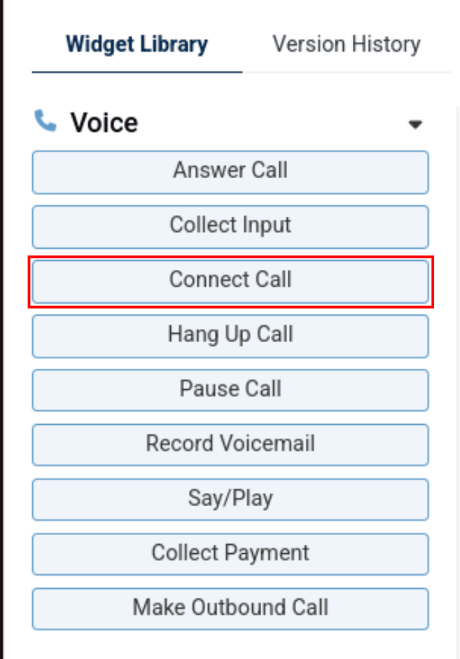 step one of connect call widget