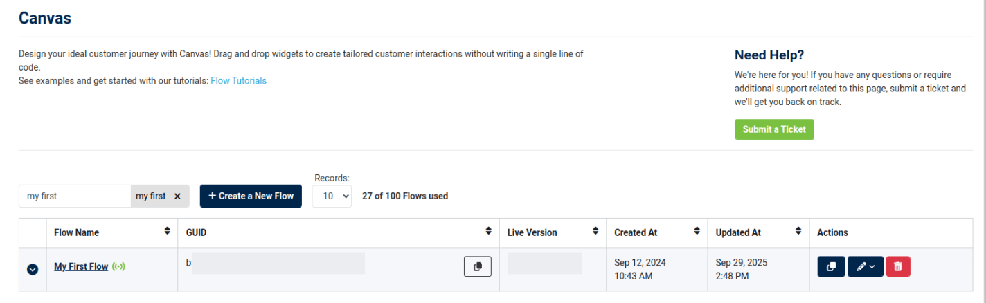 Canvas landing page