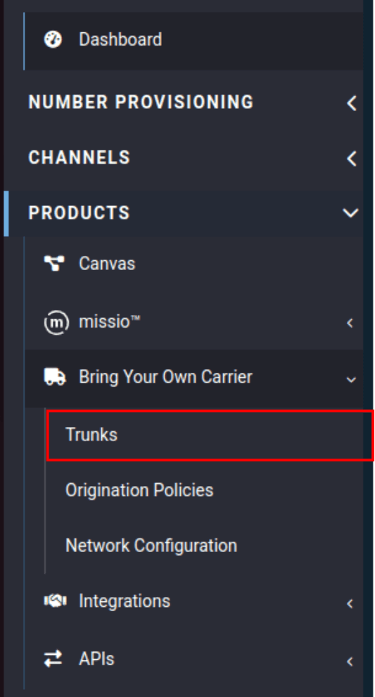 BYOC trunks in the navigation products category