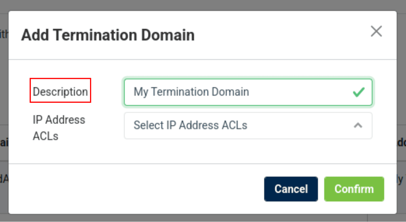 add termination domain box