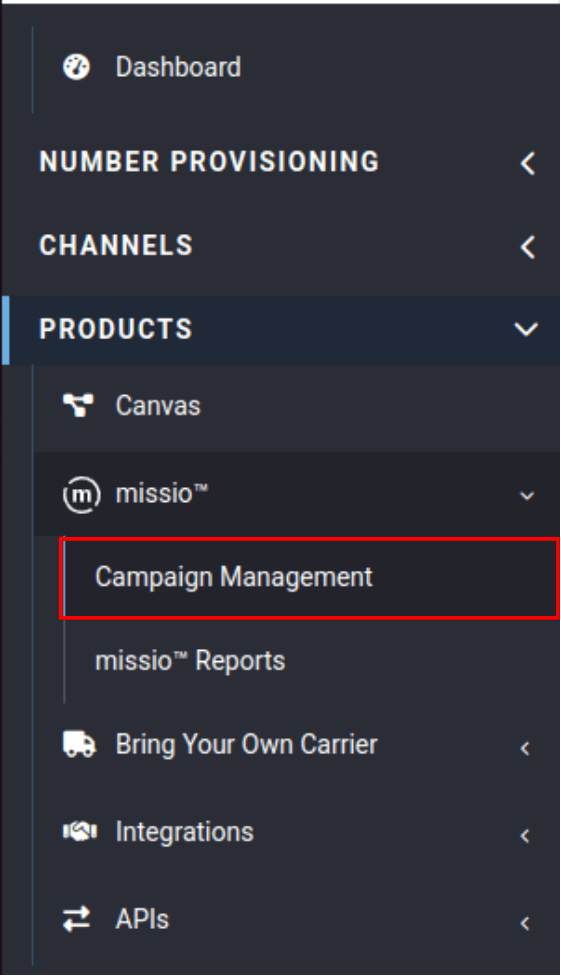 campaign managment location in the voxtelesys portal