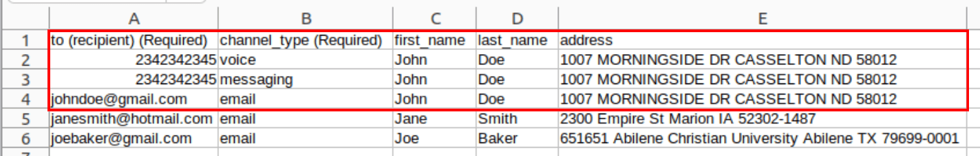 csv file