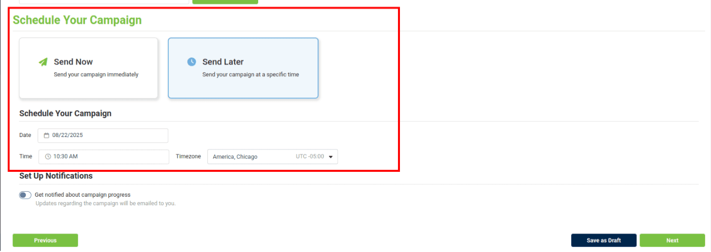 schedule your campaign