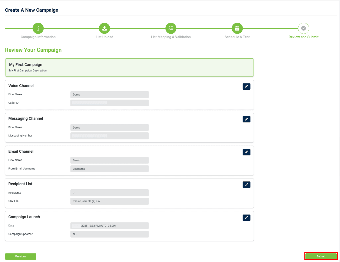 review and submit step
