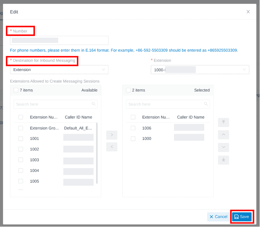 message settings extentions