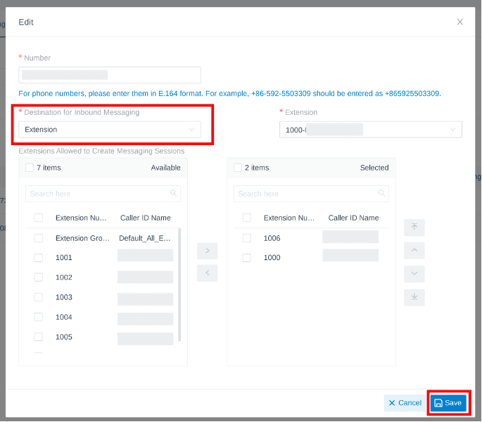 message settings extentions