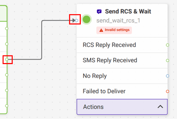 connecting the Send RCS & Wait for reply widget