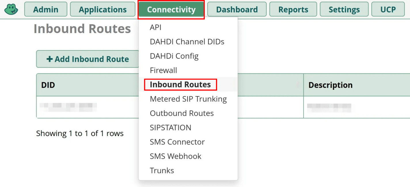 inbound routes under the connectivity tab